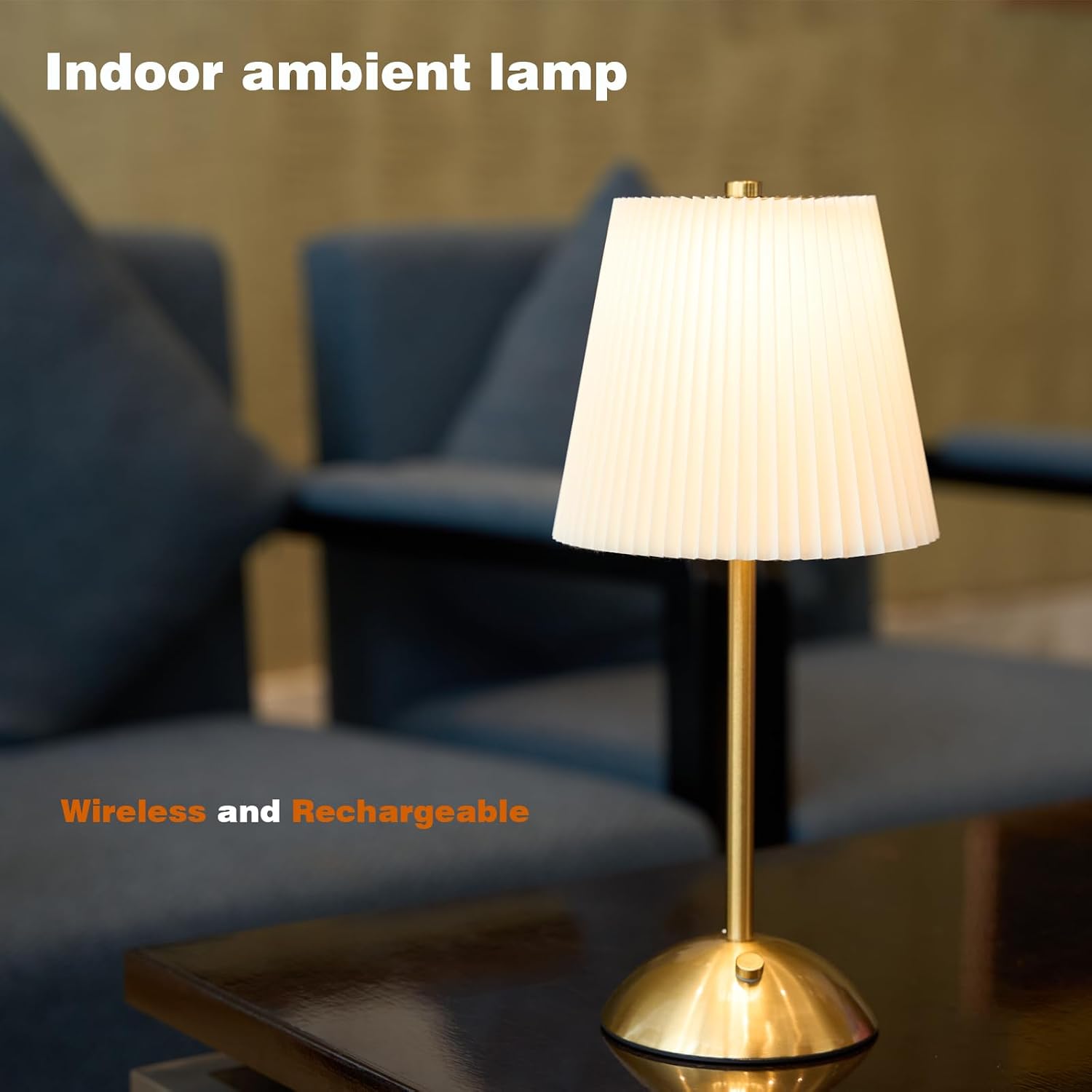 2-Pack Cordless Rechargeable Table Lamp, 3-Color Dimmable Touch Light | 3000mAh Battery Operated, Beige Fabric Shade