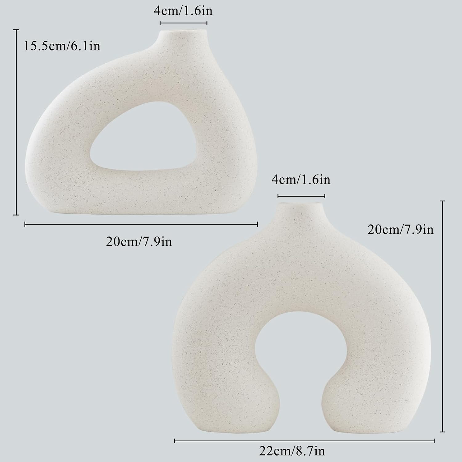 Ceramic Vase for Modern Home Decor / New Dount Vase / White / Set of 2