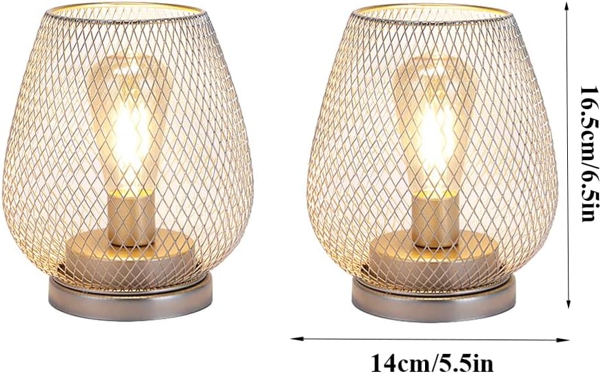 JHY DESIGN Set of 2 Metal Cage LED Lantern Battery Powered Cordless Accent Light with LED Great for Weddings Parties
