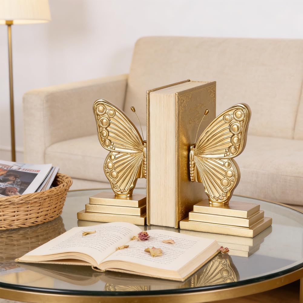 Vintage Butterfly Bookends / Gold