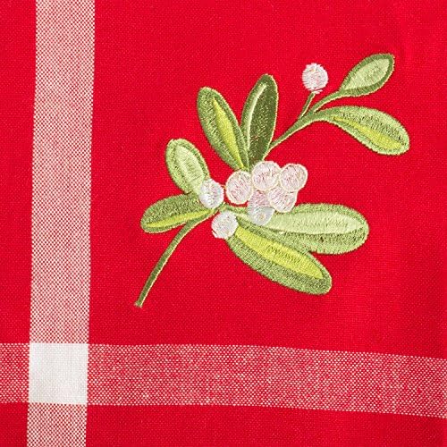 Embroidered Mistletoe 100% Cotton Oversized Napkin for Holidays, Family Gatherings, & Christmas Dinner - Set of 6 (20x20)