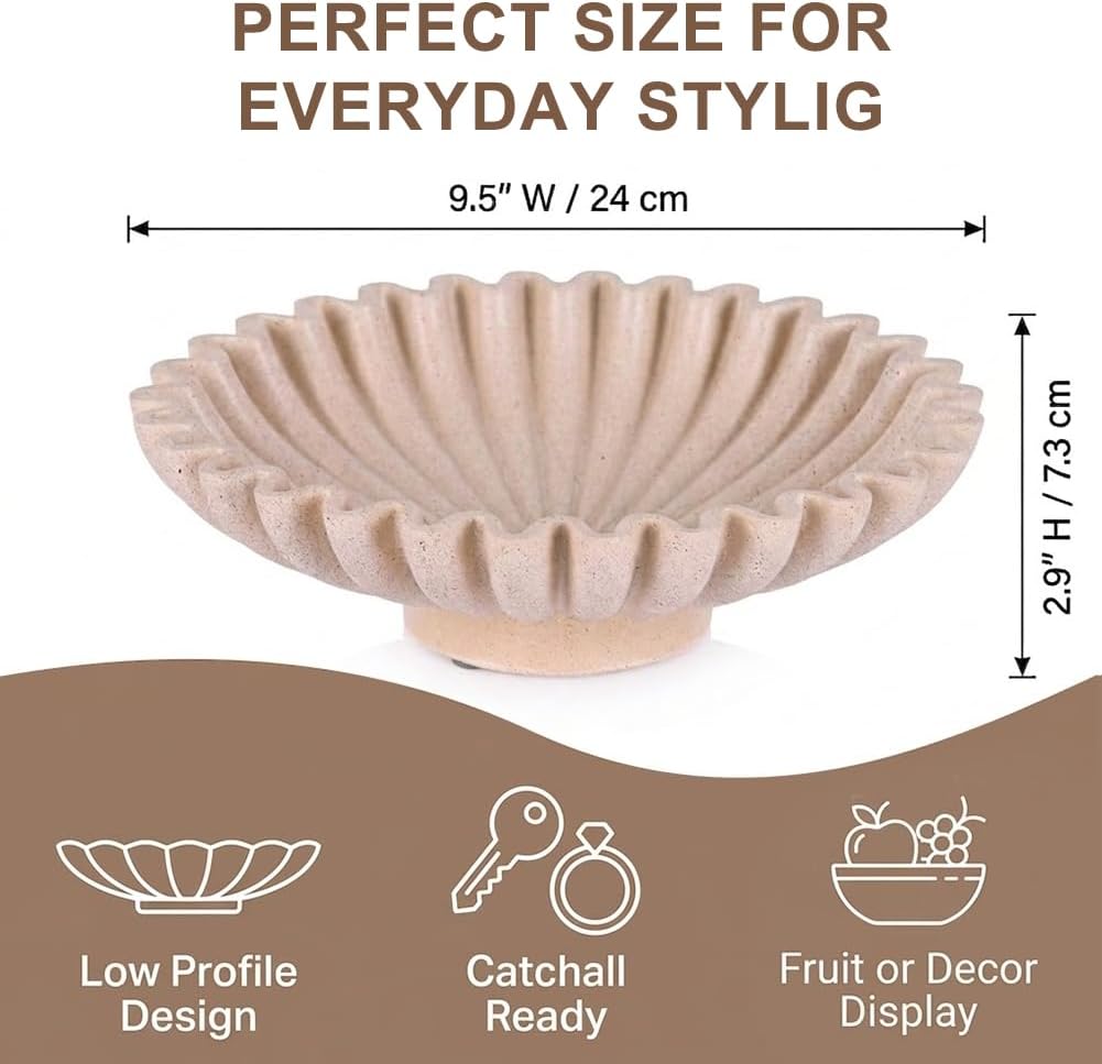 Scalloped Pedestal Bowls / Sandstone