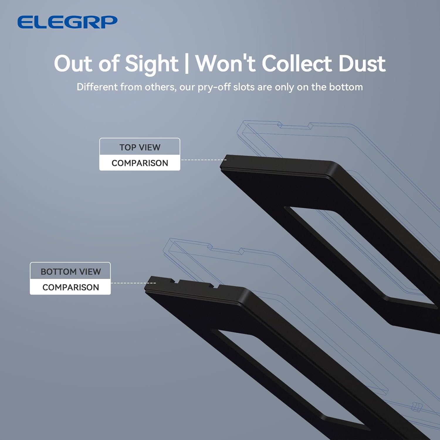 ELEGRP 4-Gang Screwless Decorative Wall Plates, Mid-Size Unbreakable Thermoplastic Faceplate Cover for Decorator