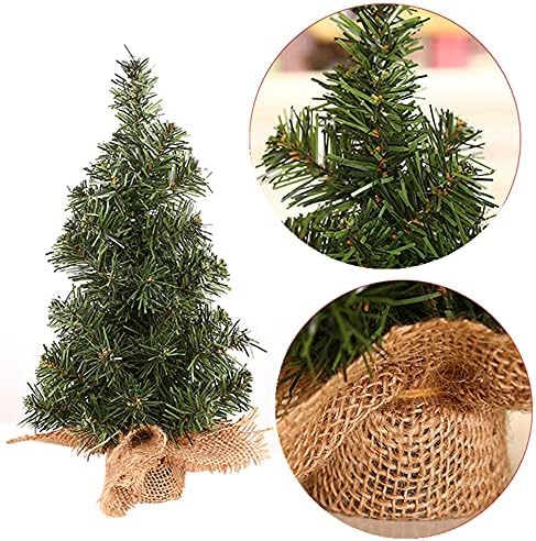 4 Pack Tabletop Mini Christmas Tree, 7.87" / 11.81" Artificial Miniature Pine Christmas Tree with Linen Base Perfect for Christmas Decorations, Home, Kitchen, Dining Table