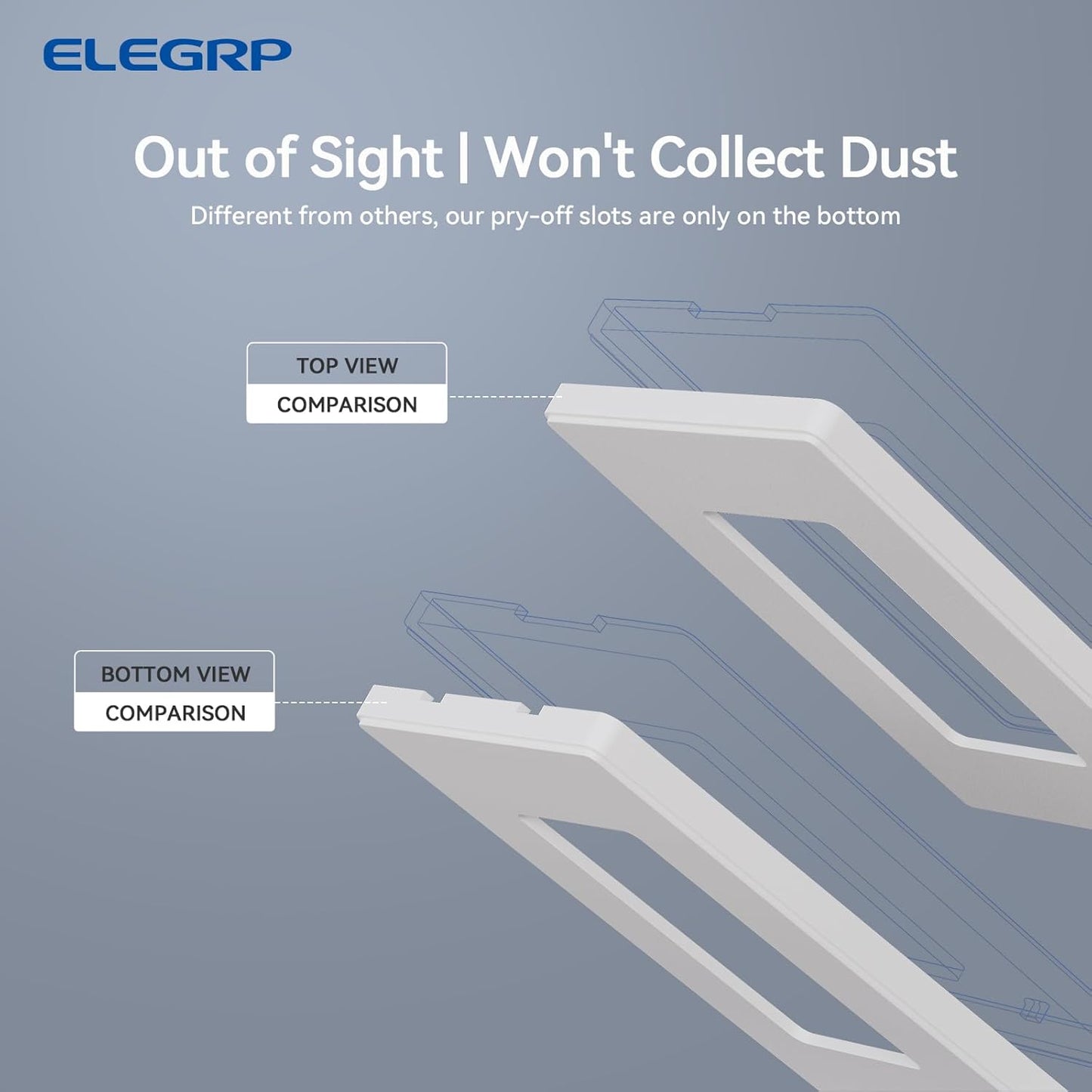 ELEGRP 4-Gang Screwless Decorative Wall Plates, Mid-Size Unbreakable Thermoplastic Faceplate Cover for Decorator