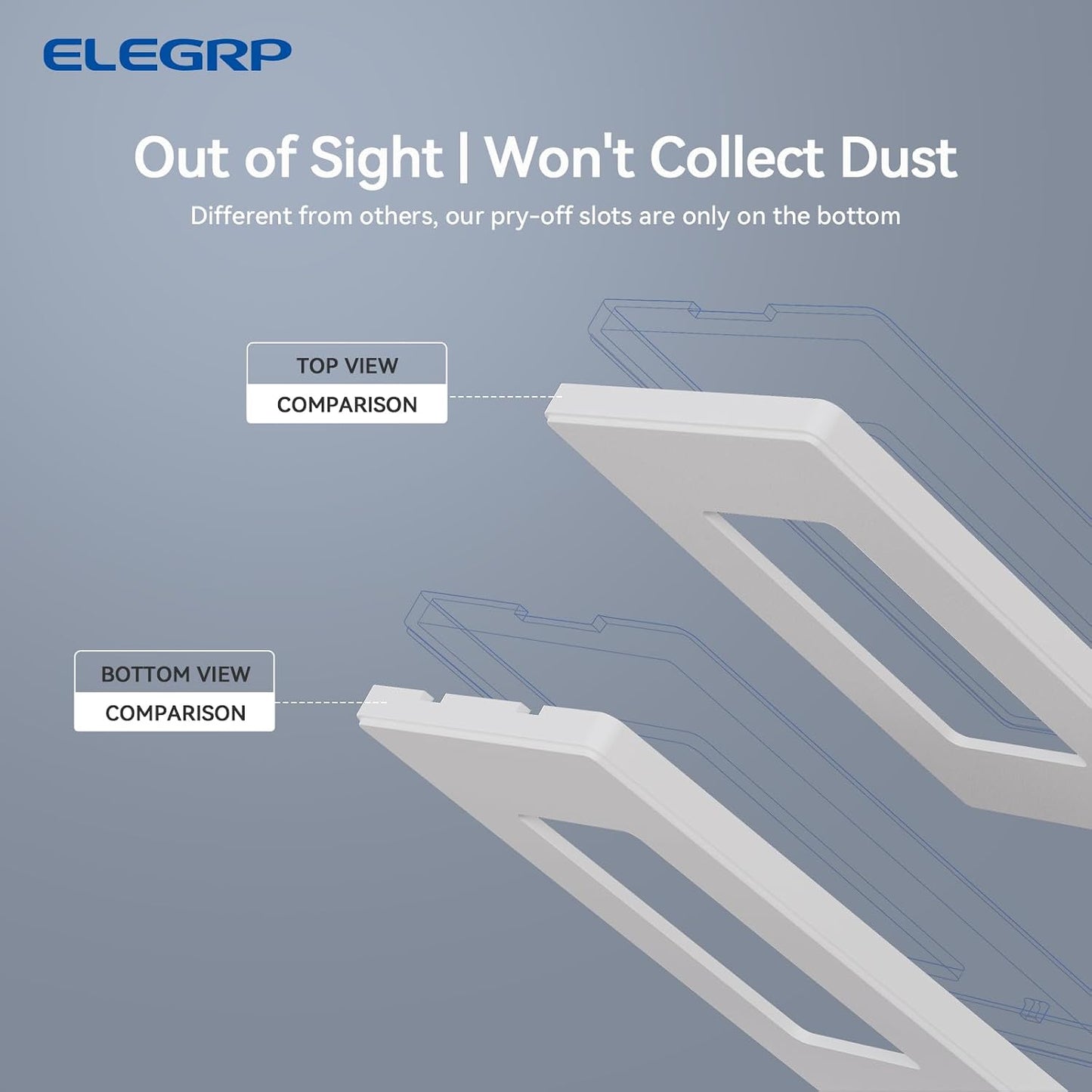 ELEGRP 4-Gang Screwless Decorative Wall Plates, Mid-Size Unbreakable Thermoplastic Faceplate Cover for Decorator
