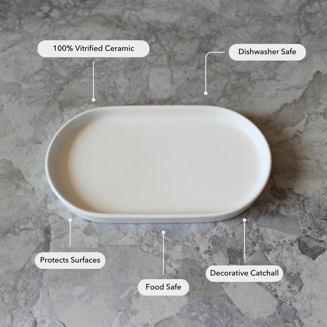 Ceramic Vanity Tray / White / 7.5 x 4.1 x 0.8