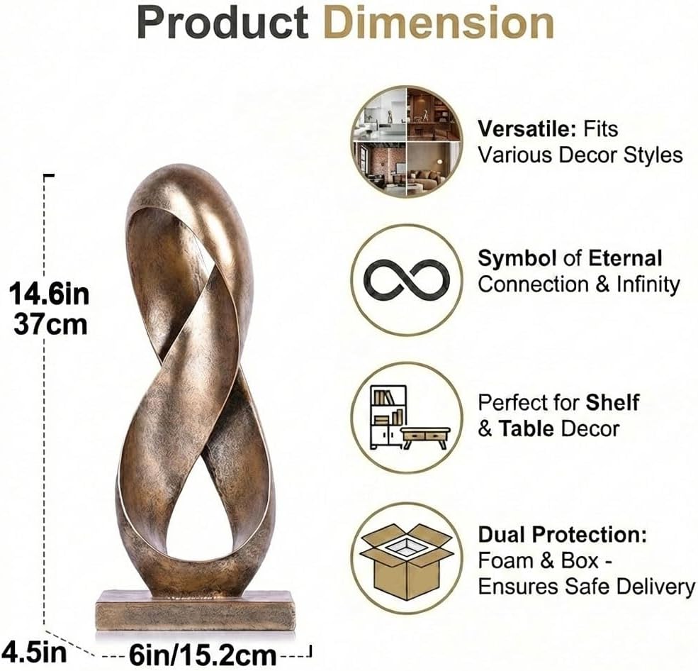 Modern Resin Infinity Loop Statue / Antique Bronze