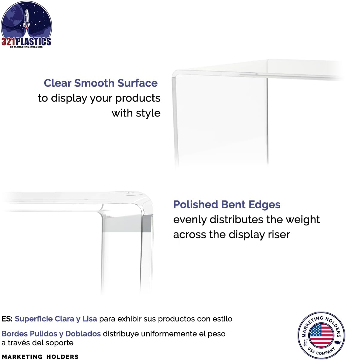 Marketing Holders 4 Pack Clear Acrylic Riser Display Stand 6” Reusable Square Platform POP Display Fixture for Retail