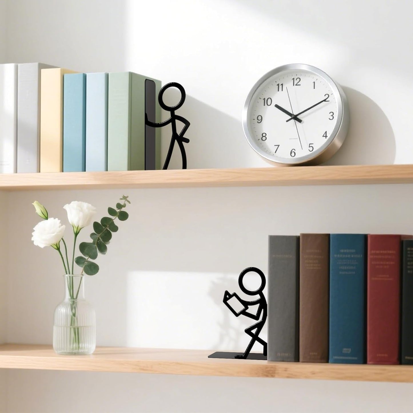 Metal Bookends Book Ends / Reading People / Black