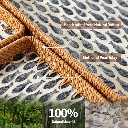 Coastal Wicker Serving Tray / Fish / Natural / Set of 3
