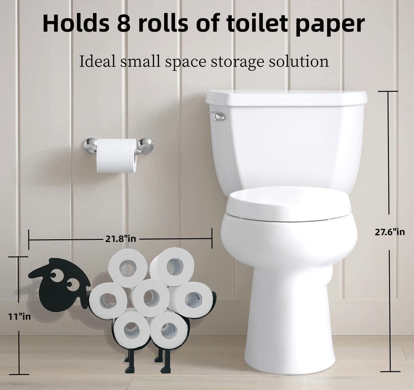 Cute Sheep Animal Paper Holders, Black Metal Toilet Tissue Holder, FreeStanding Toilet Paper Organizer for Bathrooms