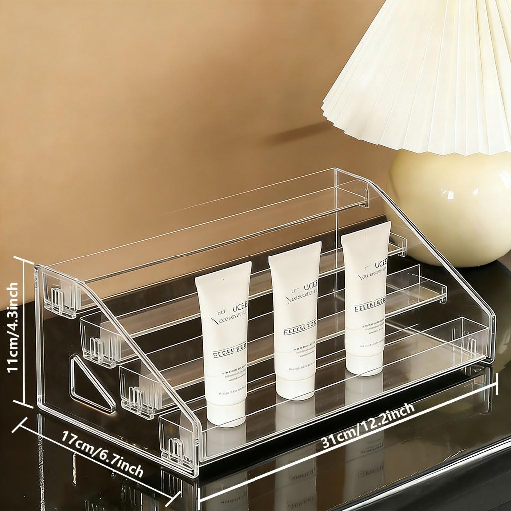 12 Inchs Acrylic Tiered Display Stand Acrylic Riser Display Shelf Stands for Cosmetic Nail / 4 Tier