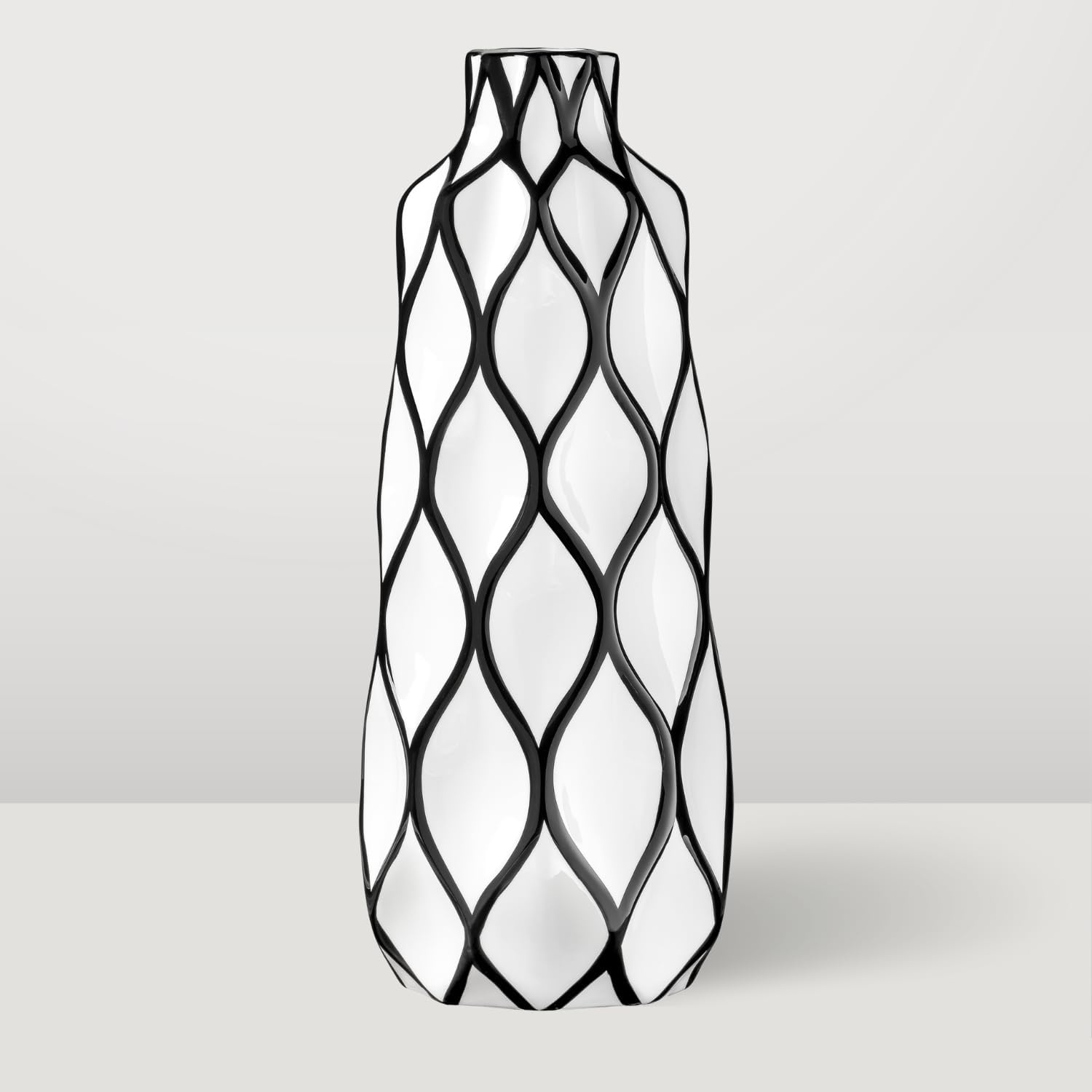 Gloss White Ceramic Vases / 15.5" Height / Black