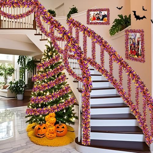 50FT Halloween Tinsel Garland Decorations for Home Tree Indoor Outdoor