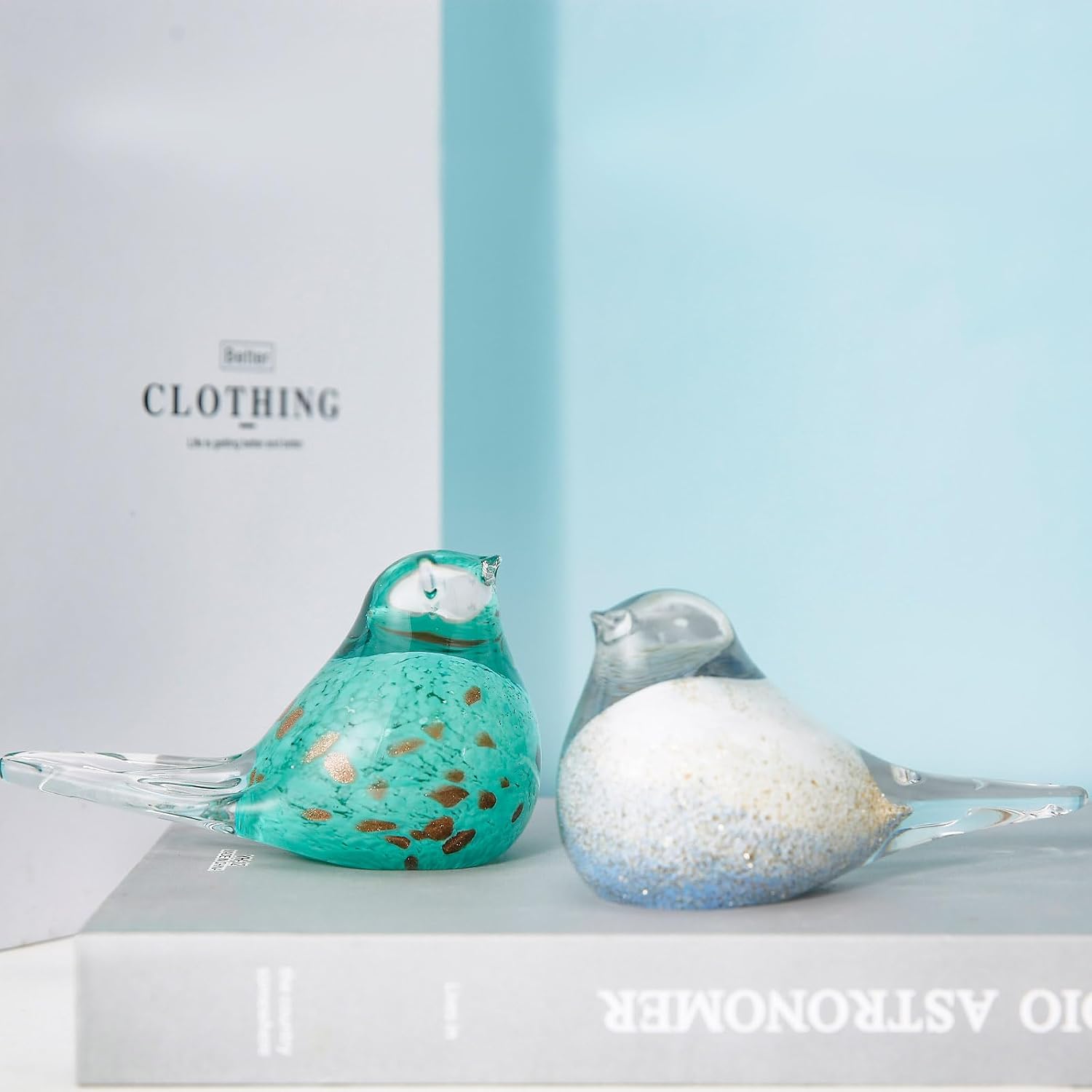 Glass Bird Decor Crystal Bird Sculpture Nature-Themed Home Accents Figurines Ornament / Db-2 / 5.0in