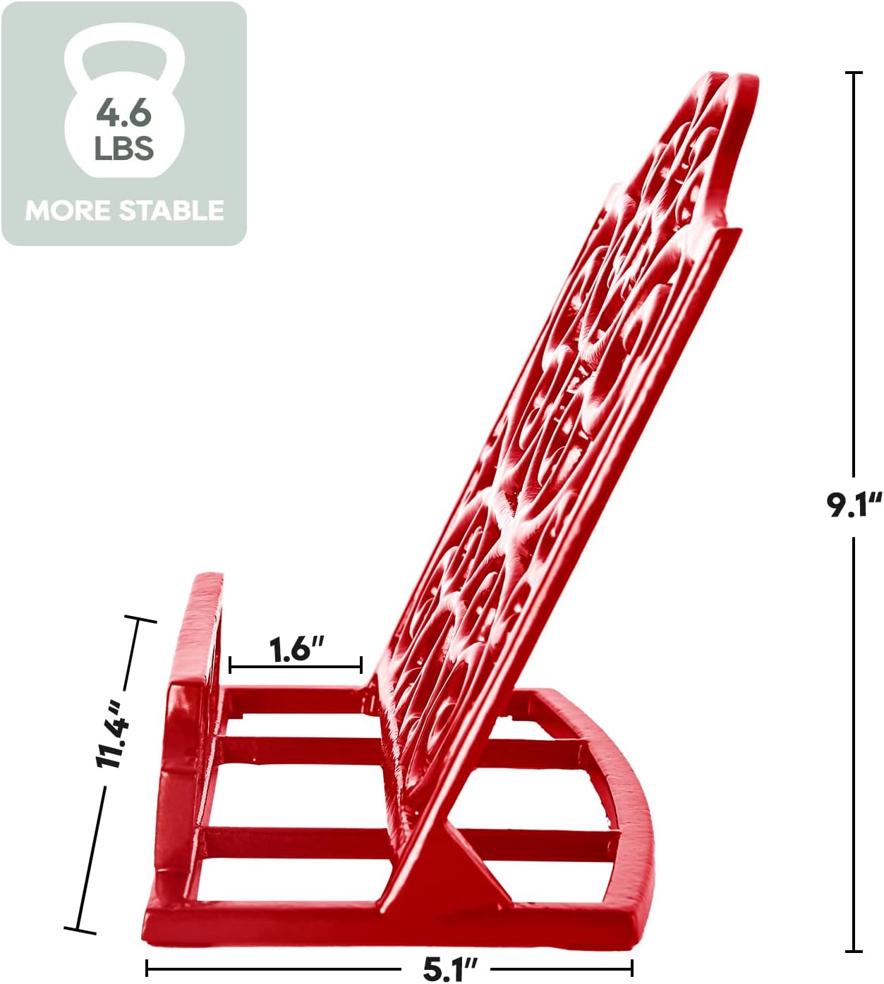 JOGREFUL Cast Iron Cookbook Stand, Kitchen Recipe Holder Scrollwork Red | Heavy-Duty Book Vintage Holder, Reading Rest