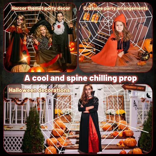 12 FT Large White Spider Web Halloween Decorations for Outdoor Yard Porch