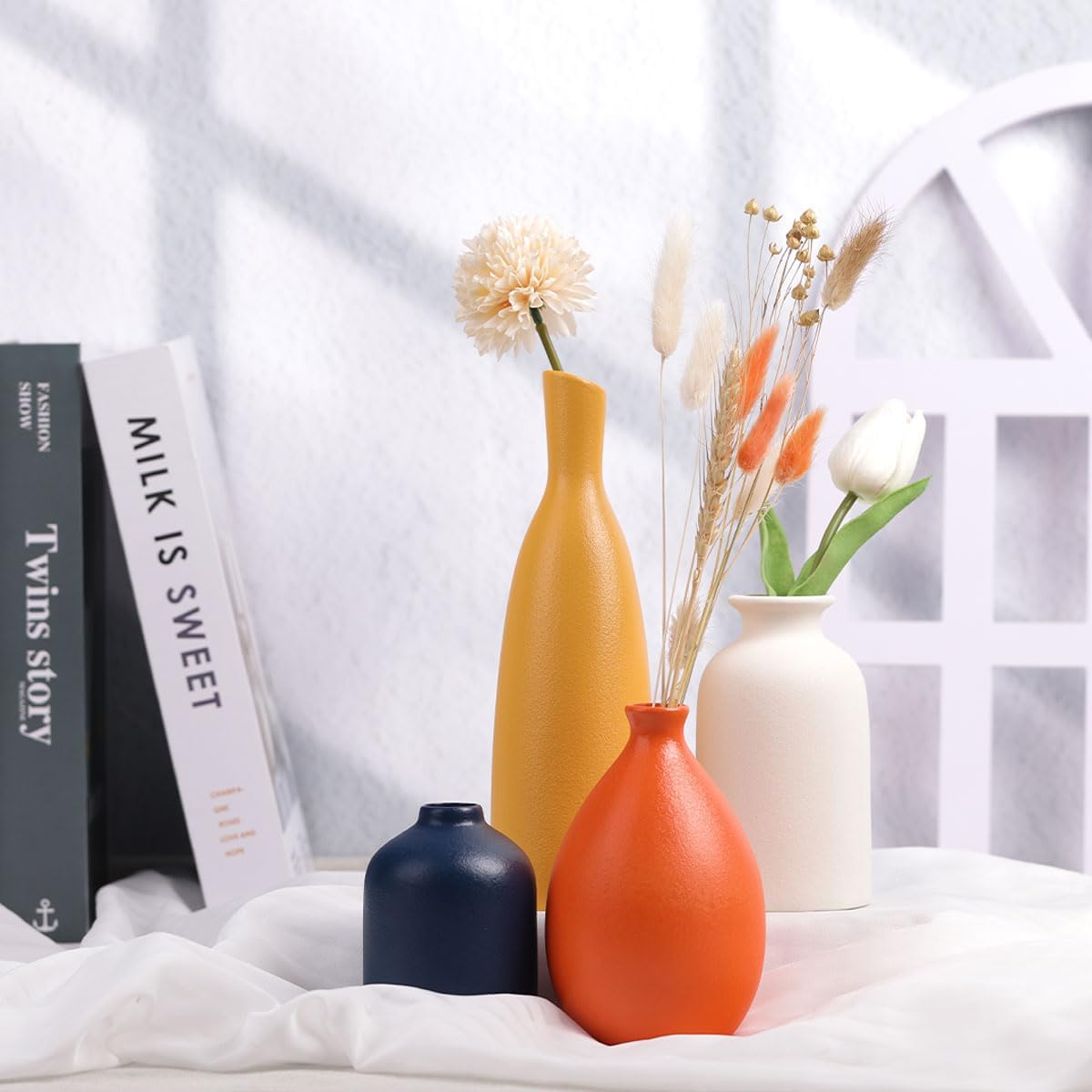 Colorful Ceramic Bud Vases / Multicolor Suit-a / Yellow / Set of 4