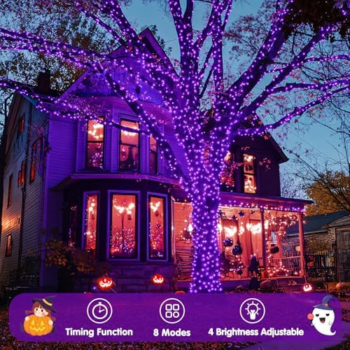 JMEXSUSS 400 LED Purple Halloween Lights Outdoor, Purple String Lights