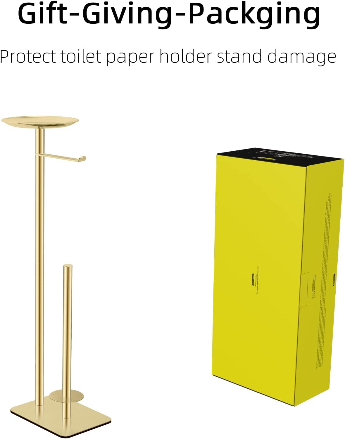 FEILERN Toilet Paper Holder Stand for Bathroom Floor Standing Toilet Roll Dispenser Storages 4 Reserve Rolls, with Top