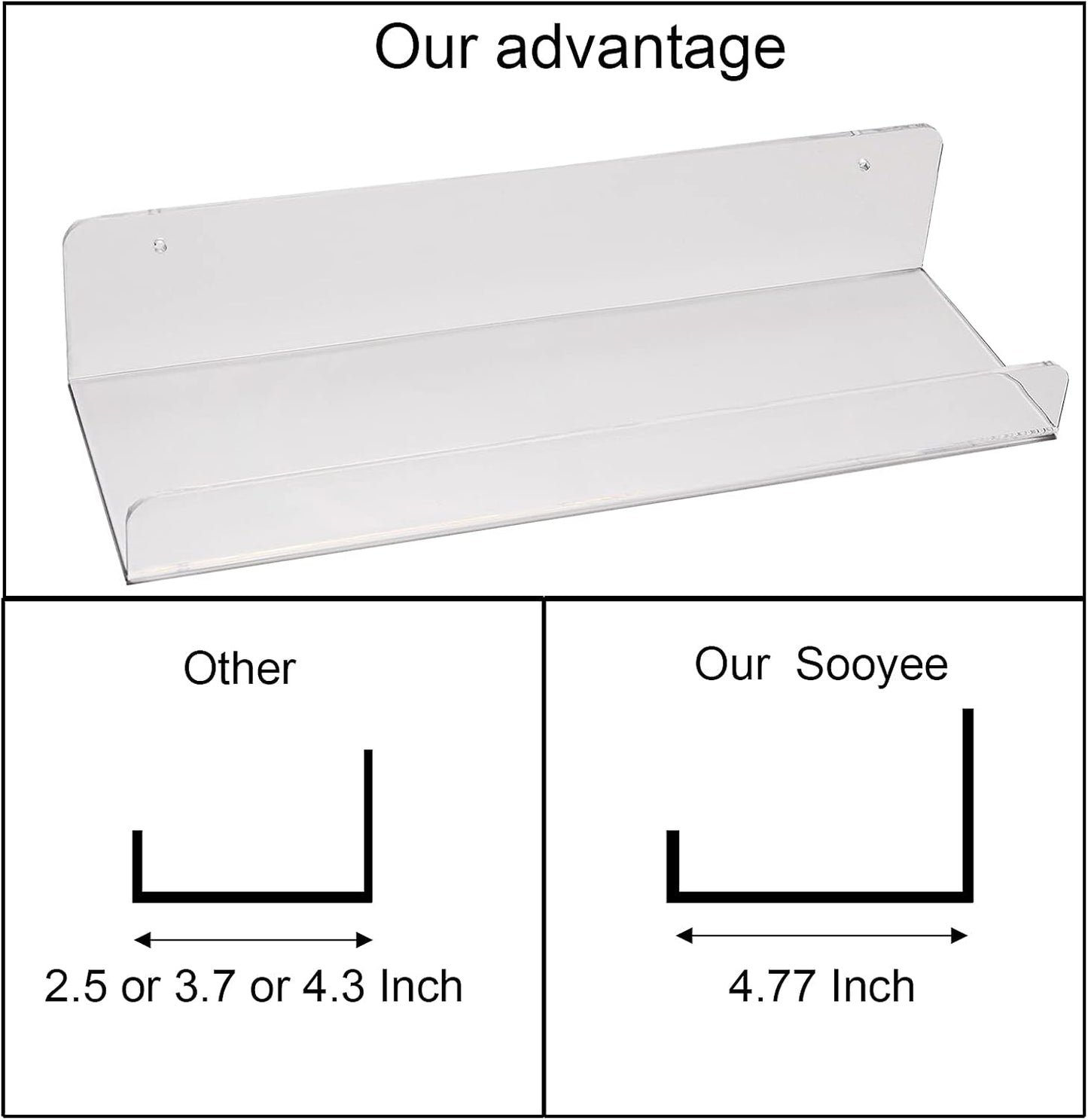 Sooyee Acrylic Shelves,8 Pack 15 Inch Floating Wall Mounted Shelves, Funko Pop Display Case,Invisible Kids Book