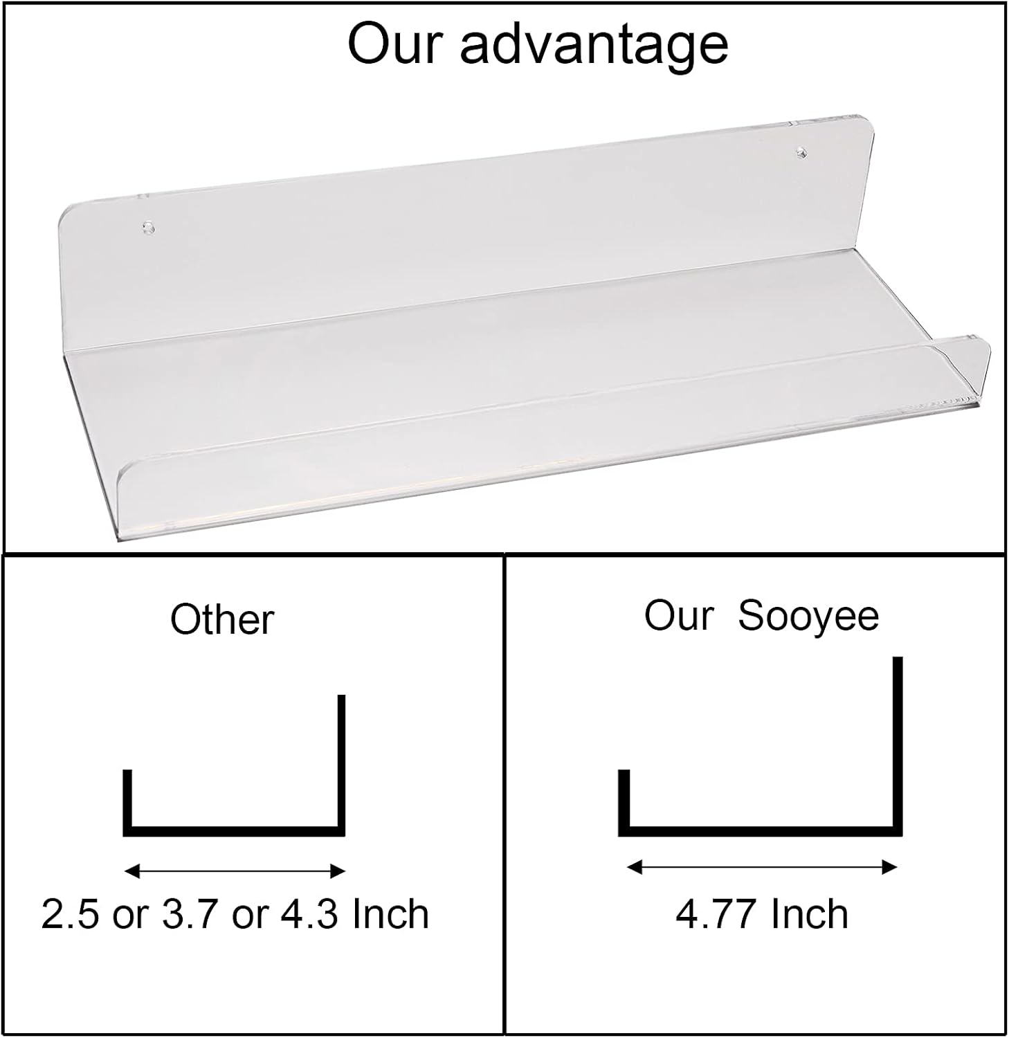 Sooyee Acrylic Shelves,8 Pack 15 Inch Floating Wall Mounted Shelves, Funko Pop Display Case,Invisible Kids Book