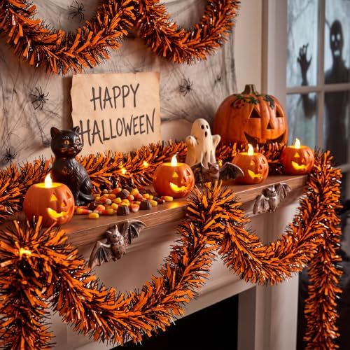 26 ft Halloween Tinsel Garland Hanging Black Orange Garland Decoration