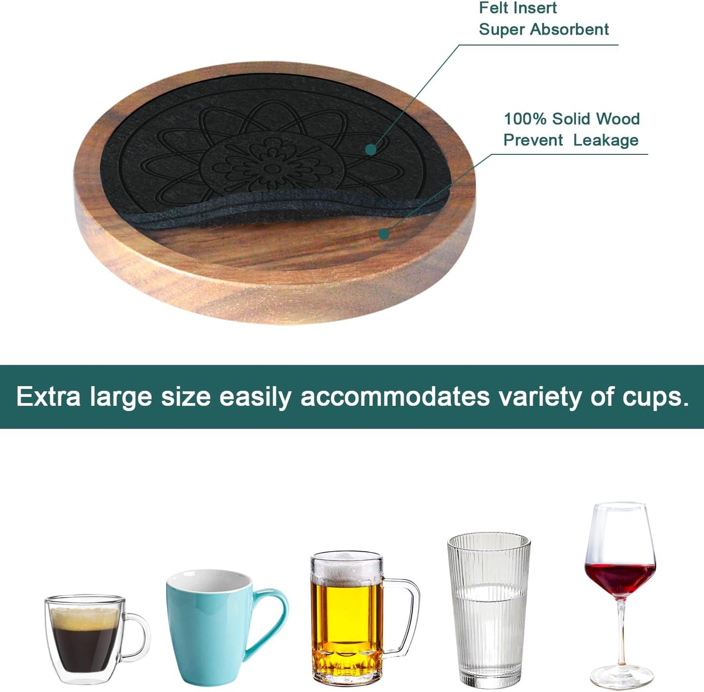 Wood Coasters for Drinks / #5-black
