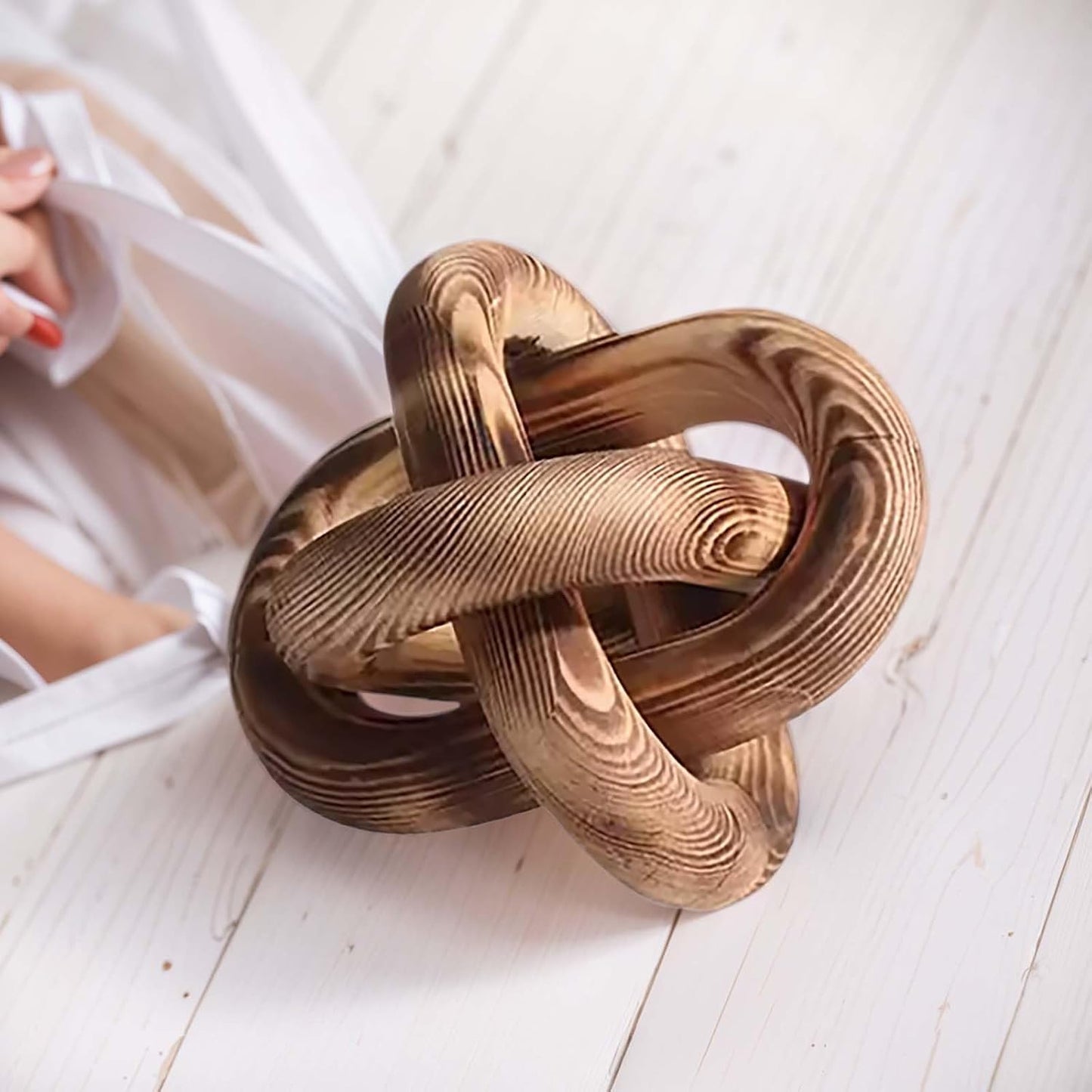 Wood Chain Link Decor--3 Link Wood Knot Decor Hand Carved Coffee Table Decor Farmhouse / Retro