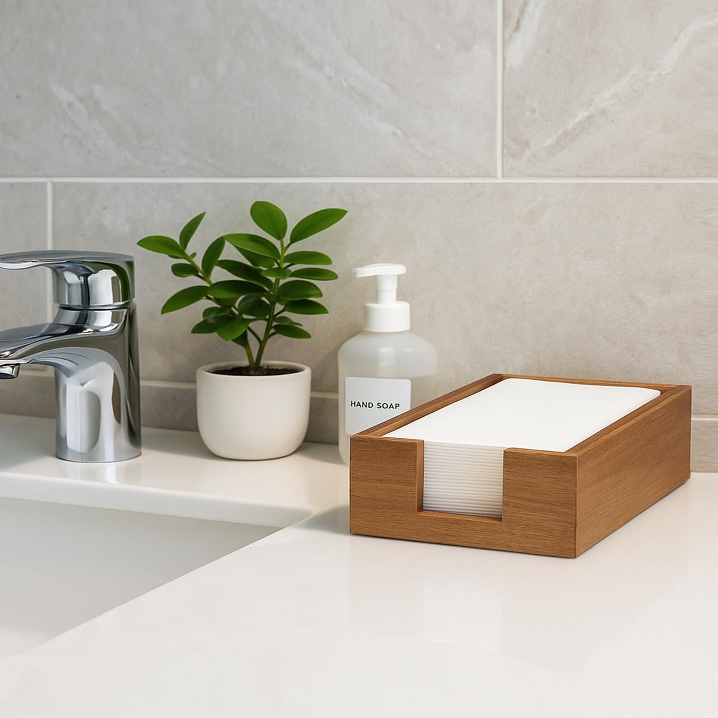 Wood Paper Guest Towel Holder / Acacia