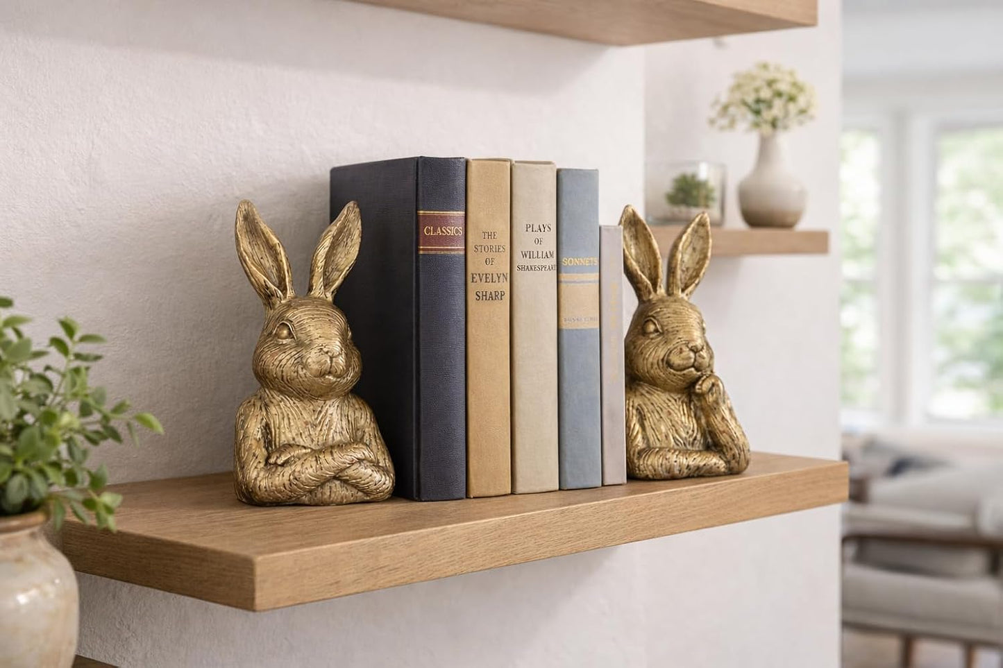 Modern Metallic Rabbit Decor for Spring Shelves and Easter