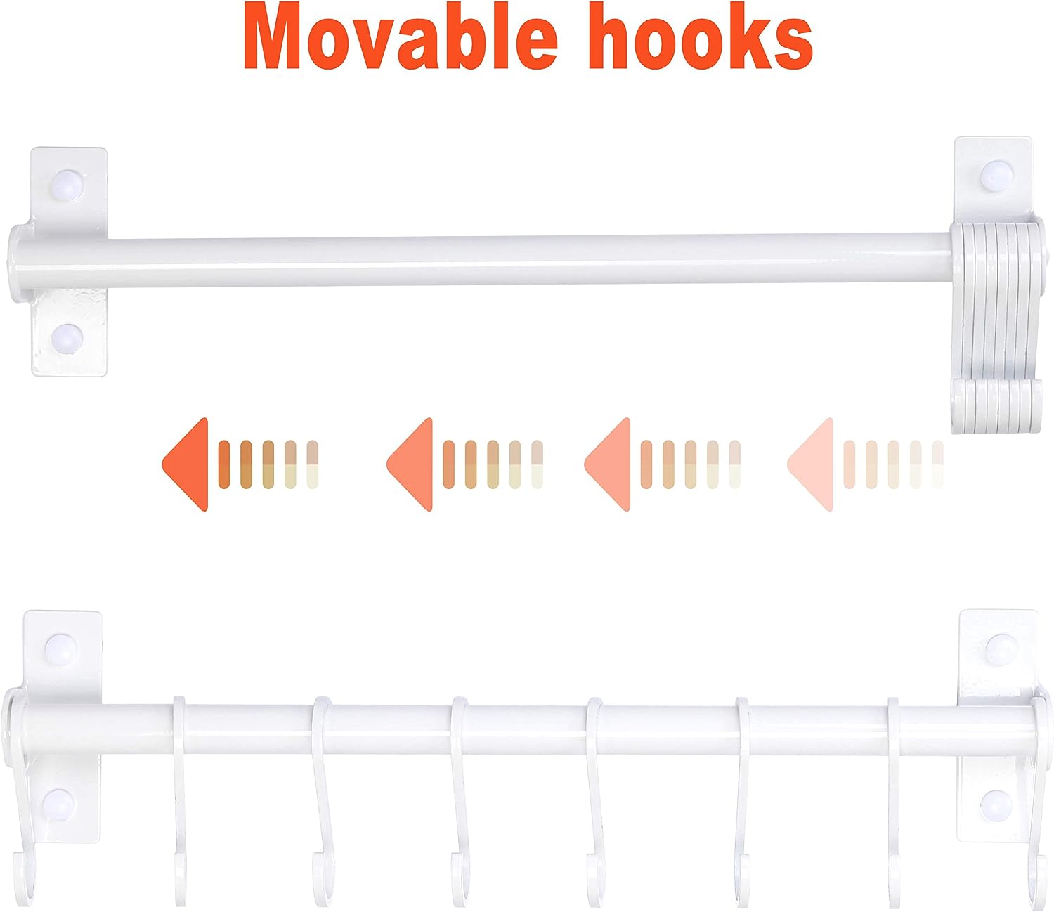 Kitchen Utensil Holder Hanger, Pot and Pan Rack Wall Mounted, Kitchen Rail with 8 Hooks for Hanging Cooking Utensils