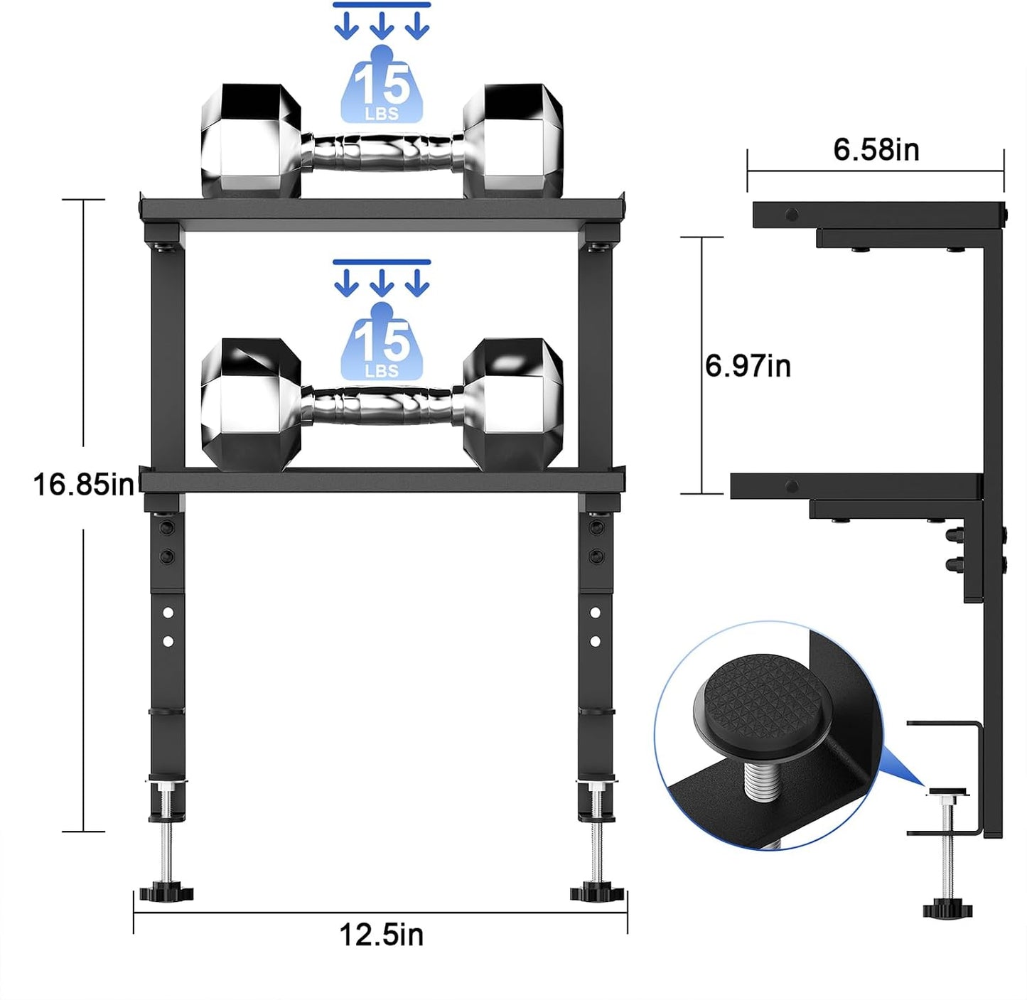 2-Tier Desk Shelf | Desk Organization Expandable Clamp on Desk Shelf Desktop Accessories for Offices and Game Rooms