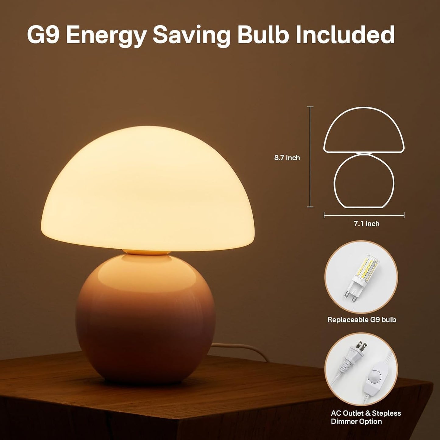 Mushroom Lamp Desk Lamp / Pink
