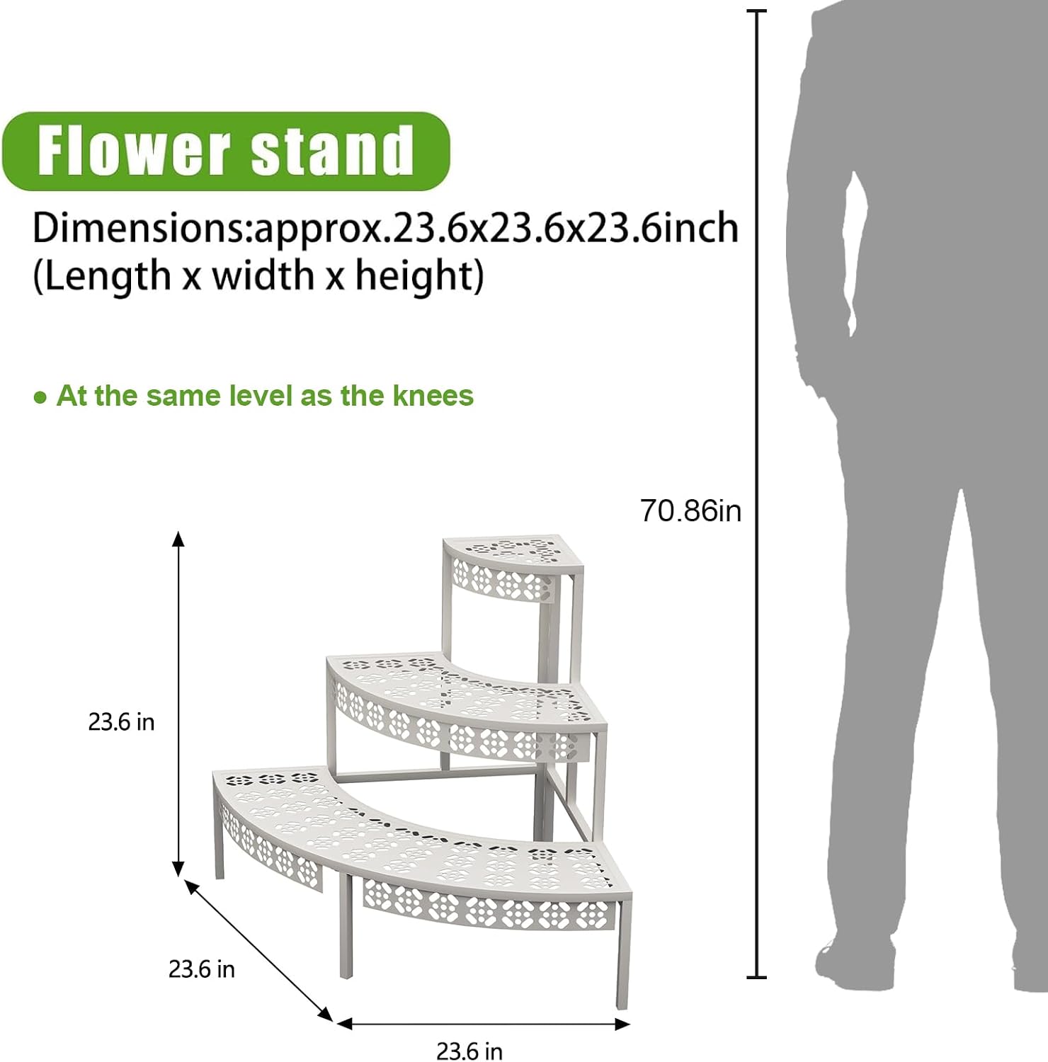 Garden 4 you 3-Tier Semi-Circular Metal Plant Stand, Quarter Round Rack | Semi-circular quarter-round design,3-tier