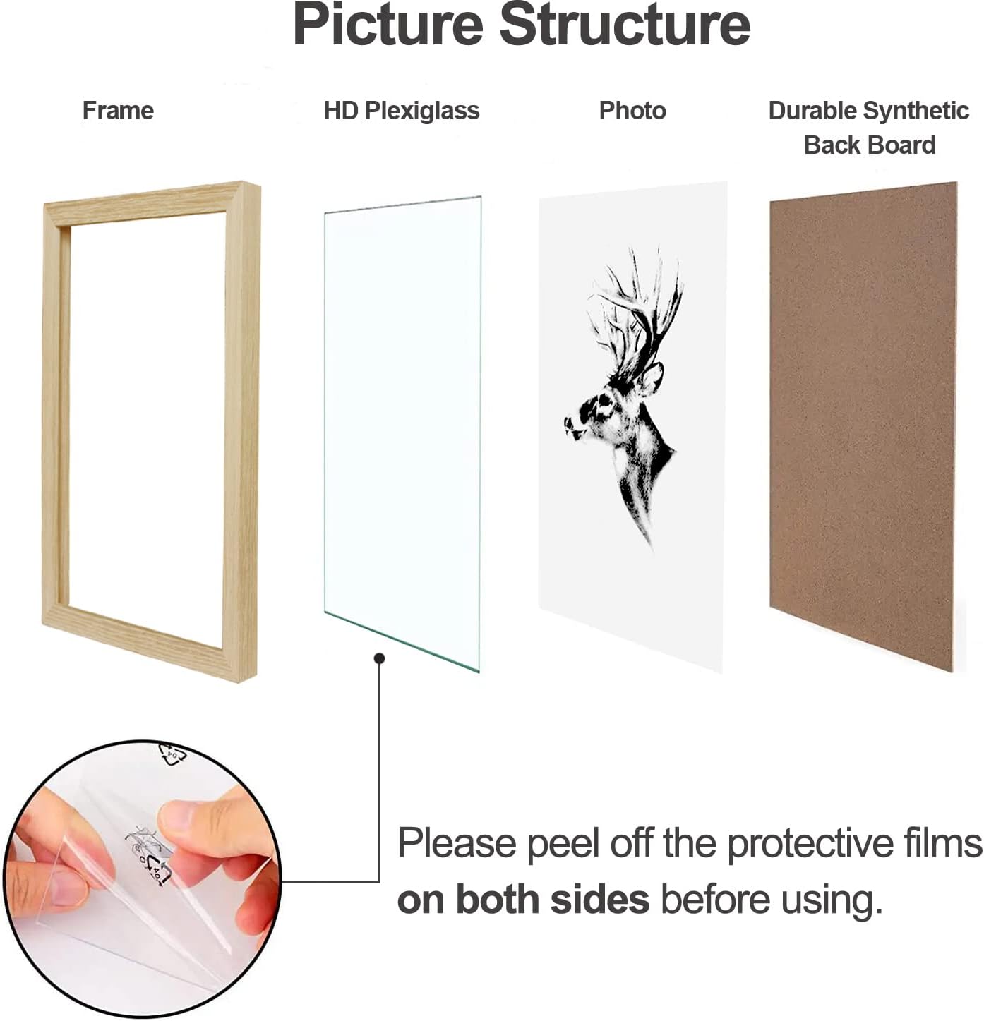 Yaetm 16x24 Picture Frame Set of 2, Natural Solid Oak Wood Poster Frame 16x24 for Wall Gallery, Horizontal and Vertical