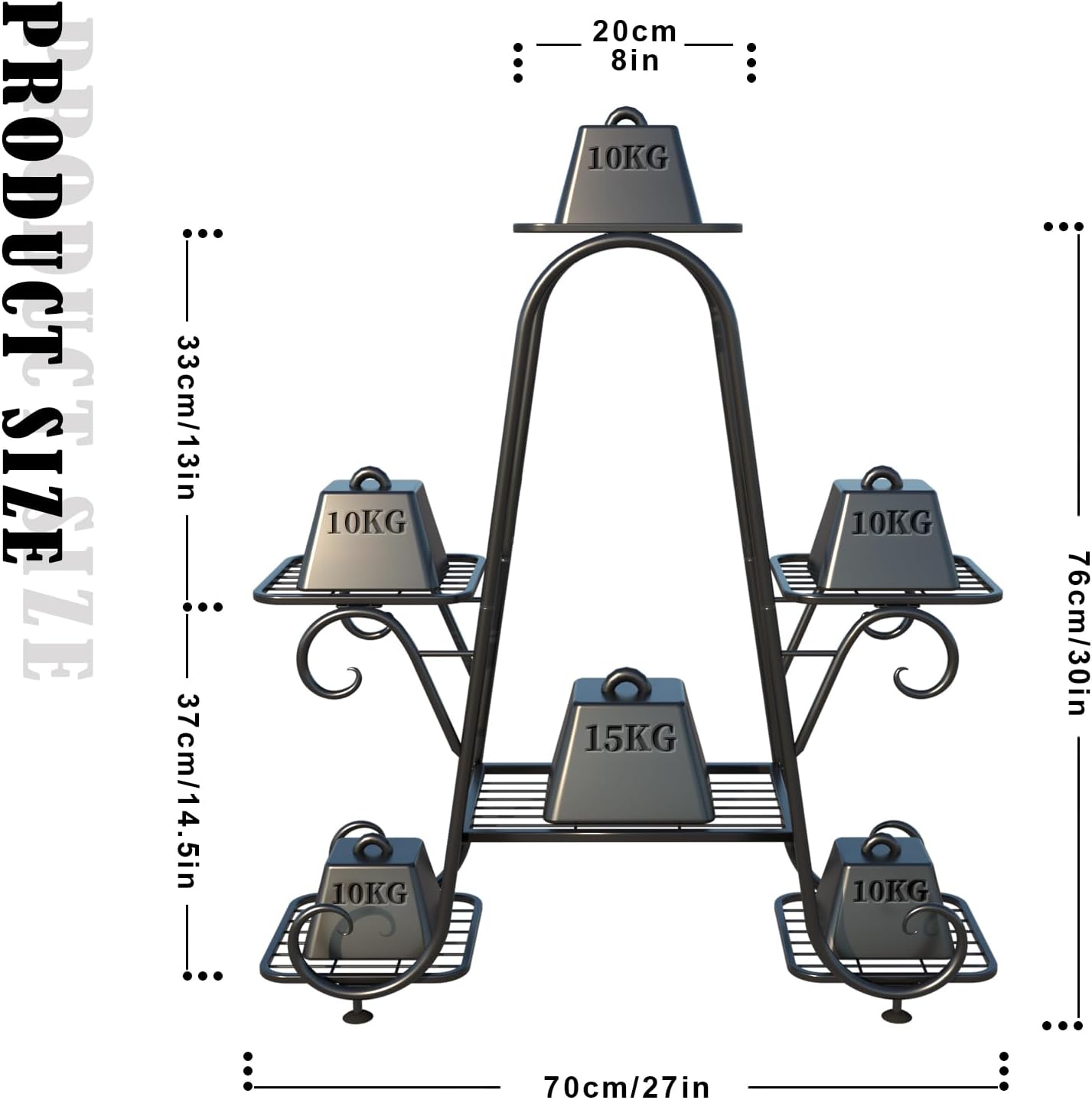 Plant Stand 6 Tier Metal Plant Stands for Indoor Outdoor Plants Multiple Tiered Tall Iron Plant Shelf, Black Plant