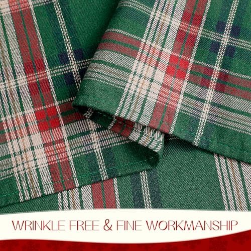 Romanstile Christmas Checkered Tablecloth Rectangle, 52 x 70 Inch, Green