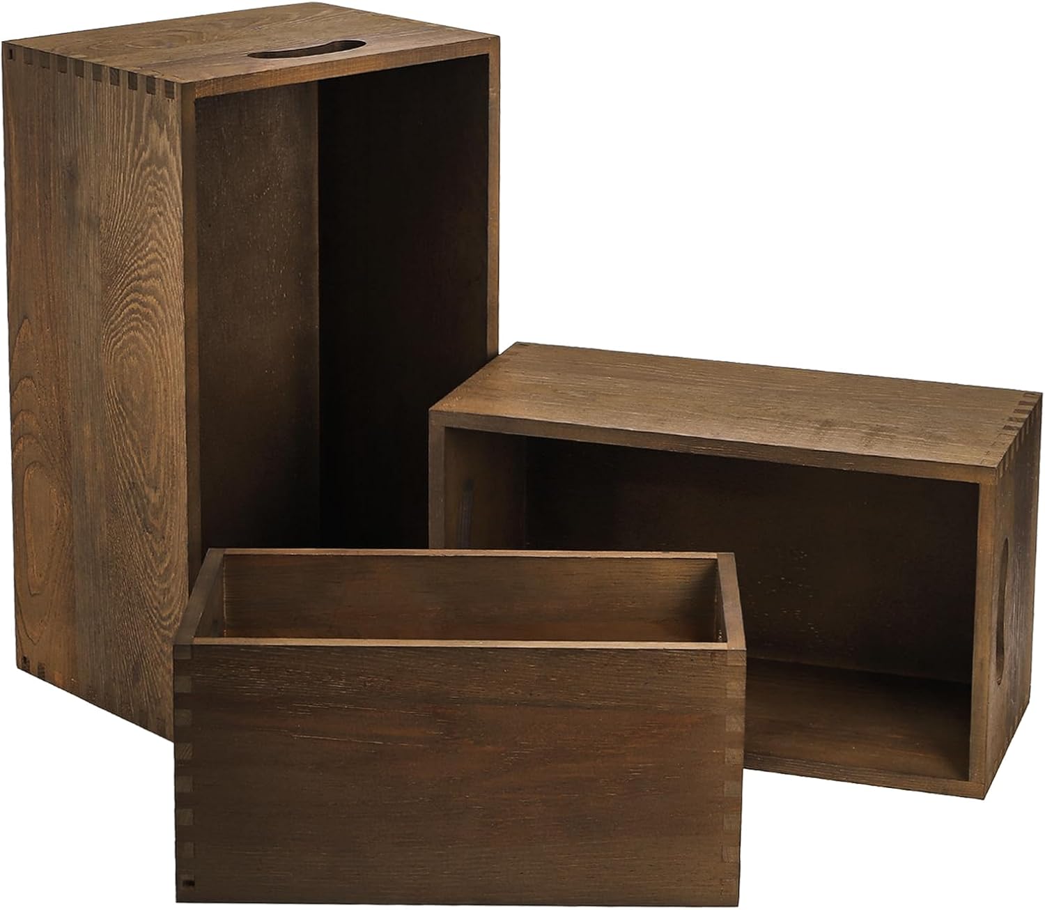 Wood Crate Box / Rustic Brown / Set of 3