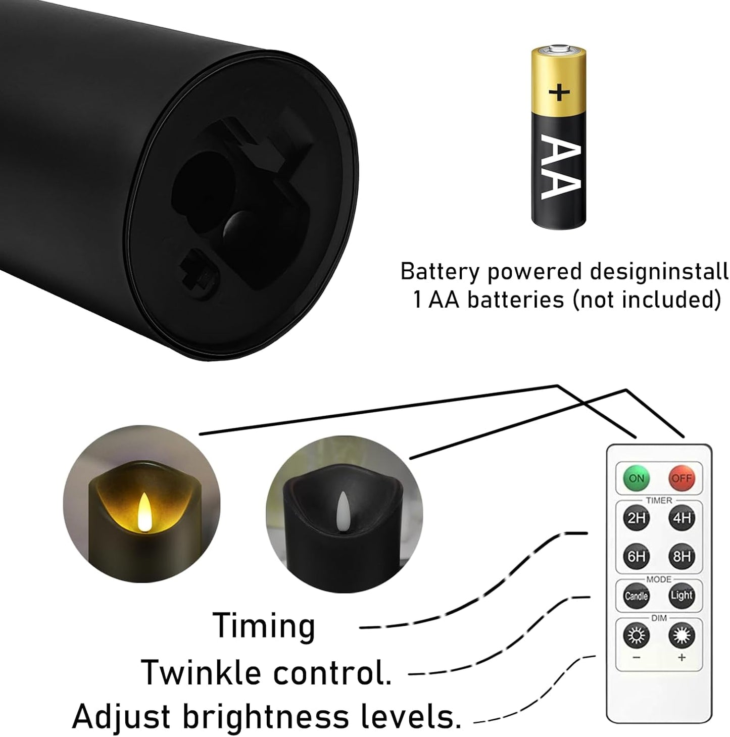kakoya Flickering Flameless Candles, Battery Operated Plastic LED Pillar Candles with Remote Control and Timer, Set of