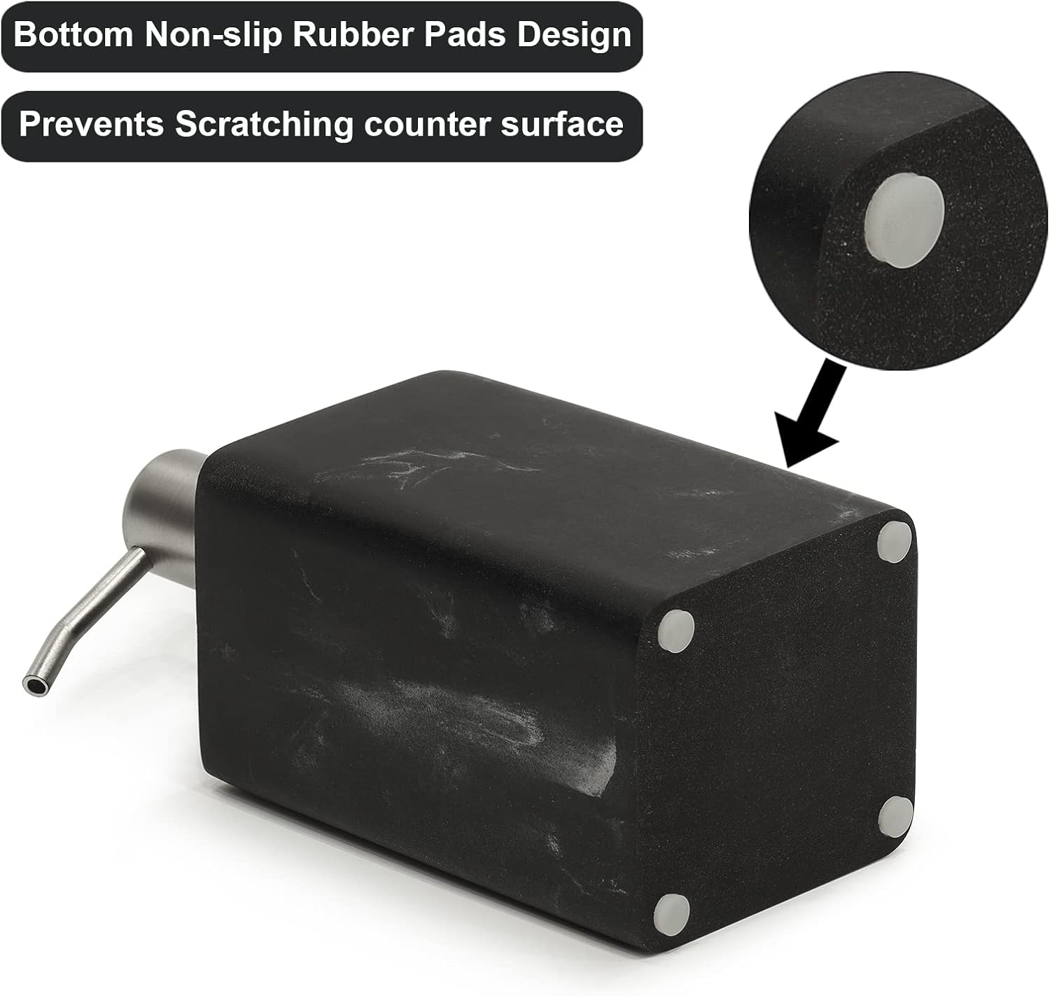 2pcs Hand Soap and Lotion Dispenser Sets for Bathroom Countertop,Black Marble Texture Resin Stone Liqiud Dish Soap