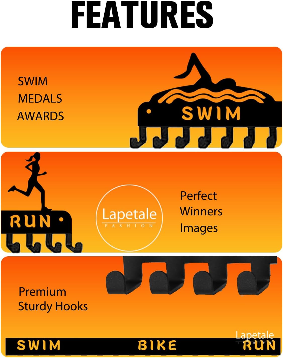 Medal Hanger Display Rack-Wall Mount Steel for 63+ Medals Easy to Install