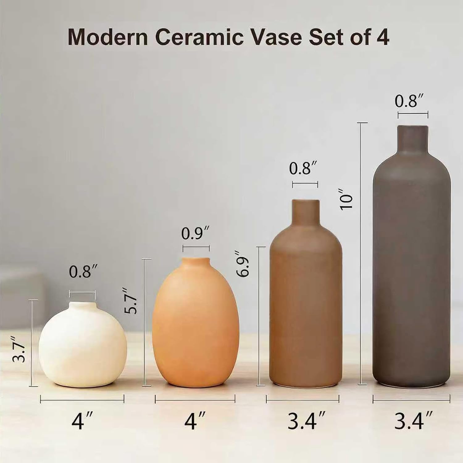 Ceramic Vase Set / Morandi Colors / Set of 4