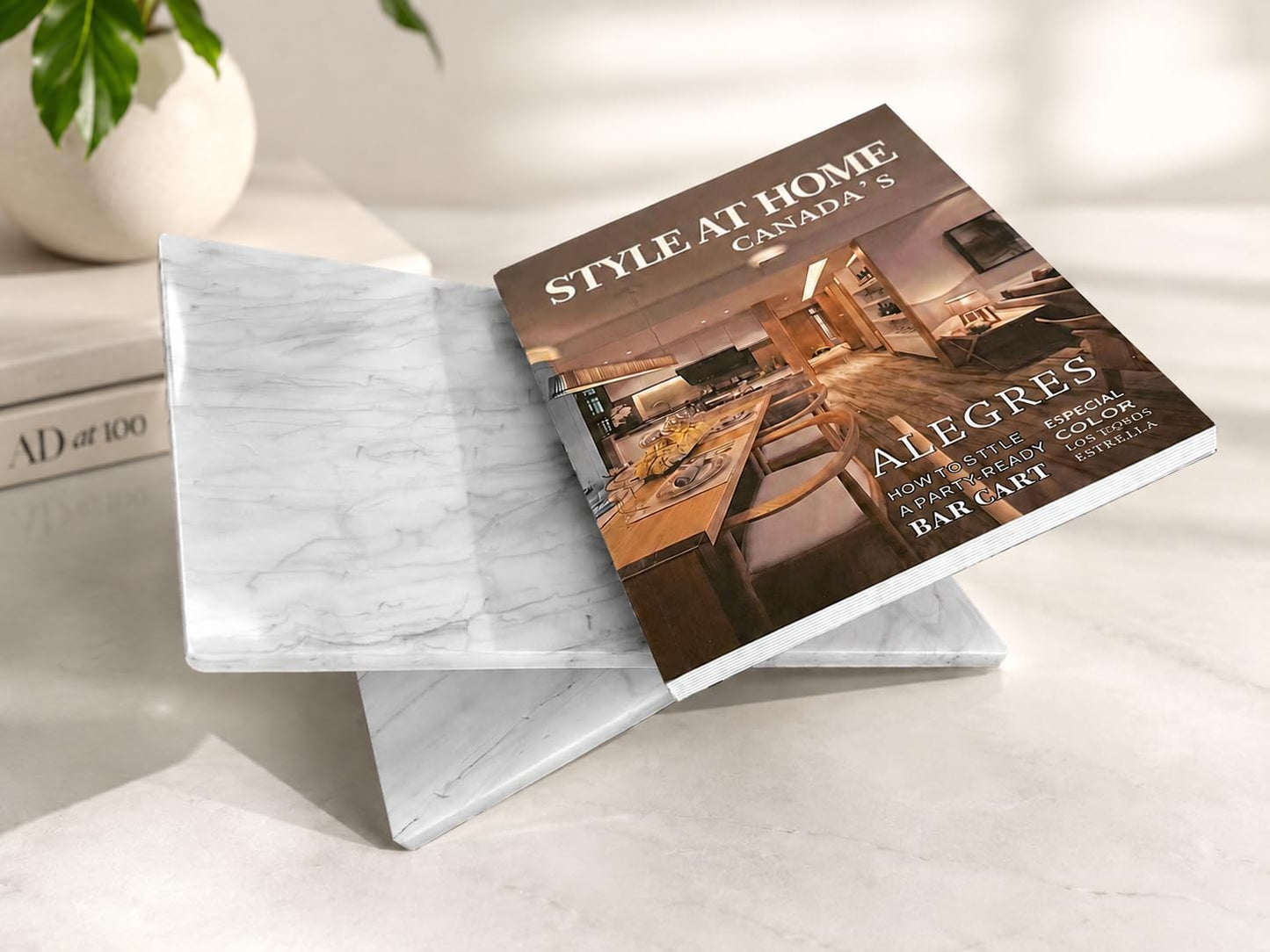 Marble Pattern Acrylic Book Stand, Large Open Book Display Stand & Coffee Table Book Stand, Book Holder for Cookbook