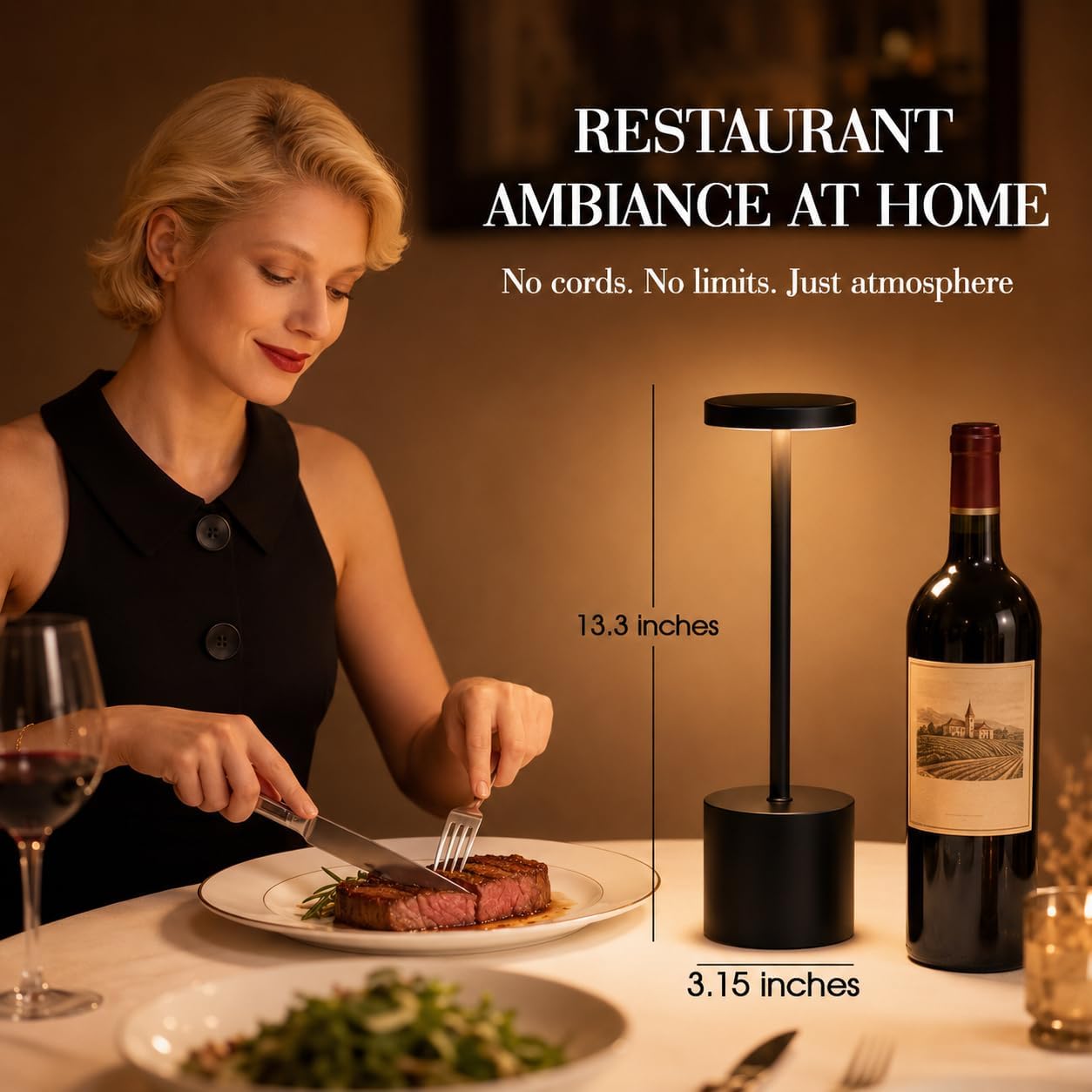 Cordless Table Lamp Set of 2, 5000mAh Rechargeable Lamp with Touch Control & Stepless Dimming, 3 Light Modes, IP54