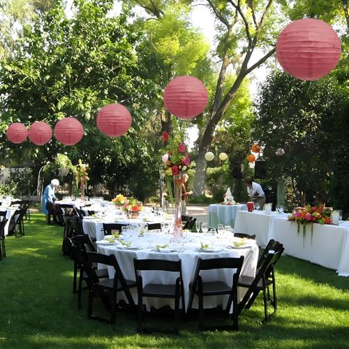 20Pcs Burgundy Paper Lanterns for Parties, 4” 6” 8” 10” 12” Chinese Asian Hanging Round Paper Lanterns for Birthday Wedding Halloween Christmas Home Decor Party Decor