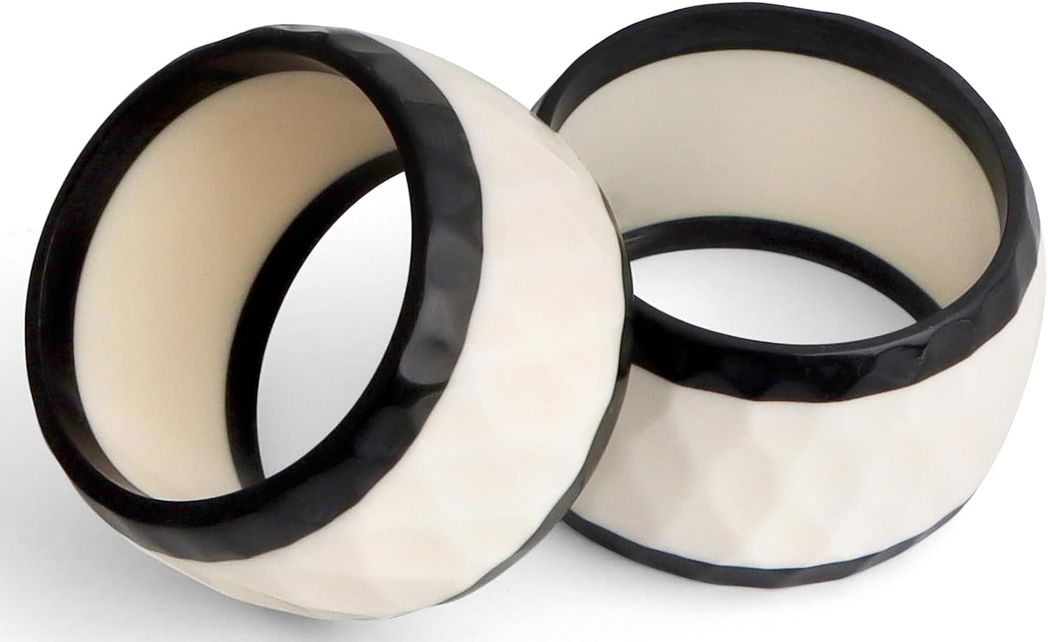 Black White Epoxy Resin Napkin Rings Set of 12 | Premium epoxy resin, scratch-resistant, 2x2x1 in each, easy to clean