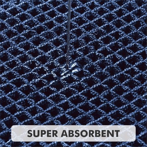 MIULEE Set of 2 Waffle Bathroom Rugs Boho Bath Mat Navy Blue 18x30 Inch