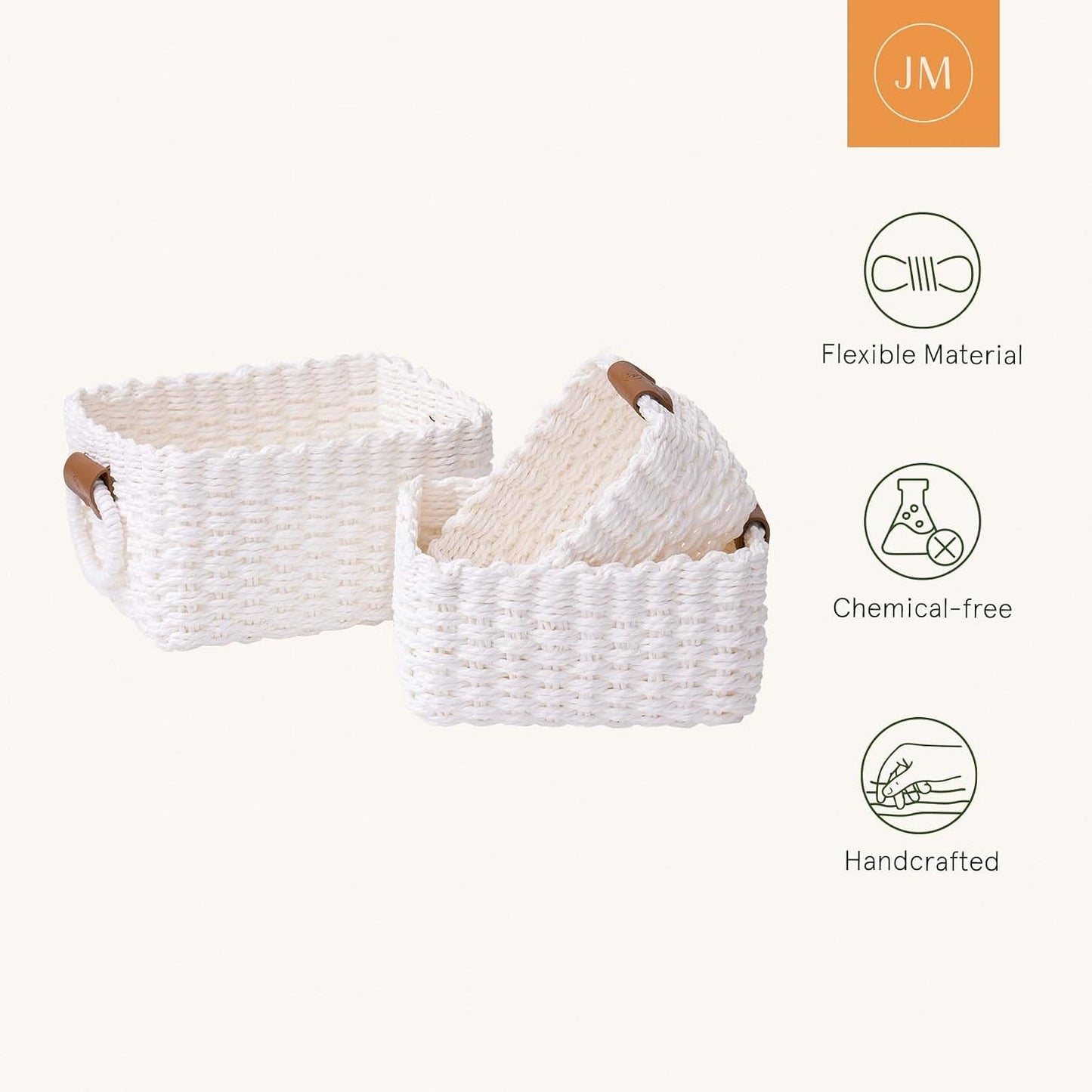 Woven Storage Baskets for Organizing / White